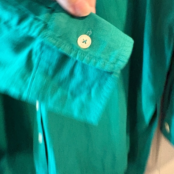 Maeve AnthropologieBennet  Green Button Down Blouse Oversized Pocket Top SZ L - Picture 8 of 15